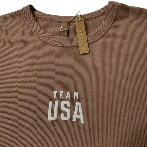 SKIMS Soft Lounge Rib Cropped T-Shirt + Leggings Set Team USA Sienna M/L - Picture 5 of 14